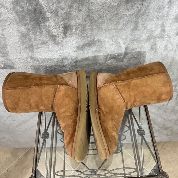 UGG AUSTRALIA Classic sherpa Boots Women's 7 Chestnut Sherpa Leather Suede 5825 - Picture 6 of 16